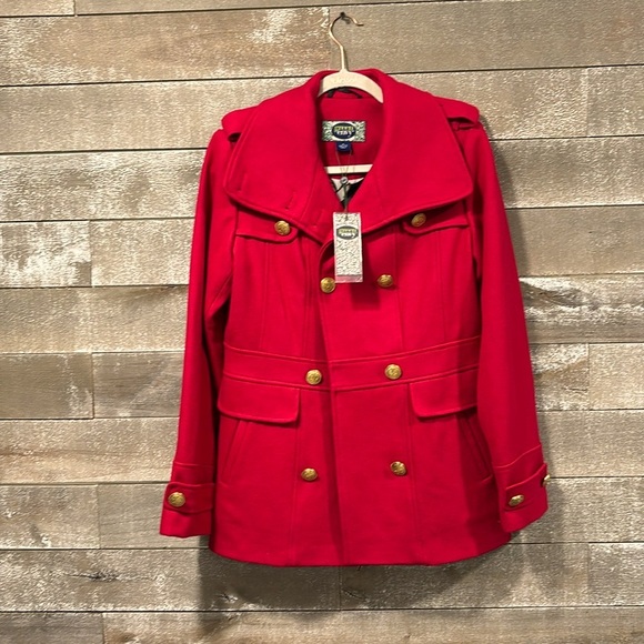 green with Envy Jackets & Blazers - Green Envy red wool peacoat size L Medium